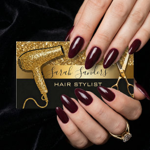 Gouden Glitters & Zwarte Glam Haarstylist Visitekaartje