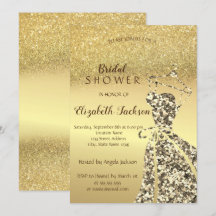 Gouden glitterscheren, paillettenjurk bruidsdouche