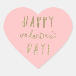 Gouden glittershart gelukkige valentijnsdag sticke hart sticker