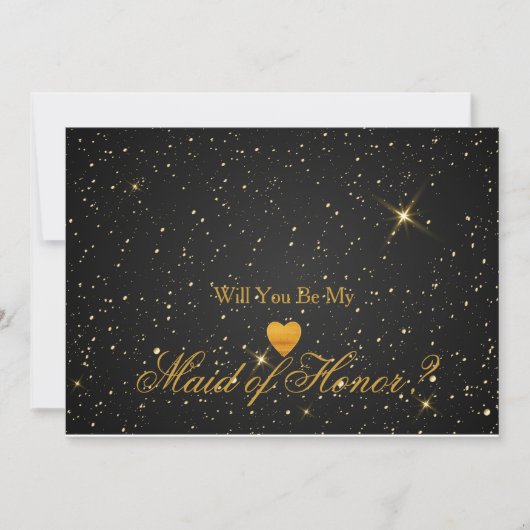 Gouden glittershart nepbruidmeisje uitnodiging (Voorkant)