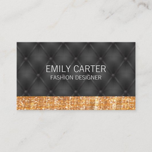 Gouden glittersnijrand | Luxe gestoffeerde kussen Visitekaartje (Voorkant)