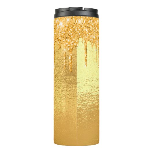Gouden glittersparelmonogram thermosbeker (Achterkant)