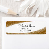 Gouden glittersparkles & witte aangepaste adreslab etiket (Insitu)
