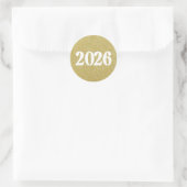 Gouden glittersstickers 2026 ronde sticker (Tas)