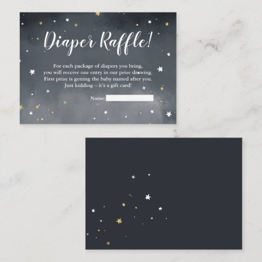 Gouden glittersterren waterverf chique luier loter informatiekaartje (Voorkant / Achterkant)