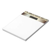 Gouden glitterstrepen, frame - gepersonaliseerd notitieblok (Linkerzijde)