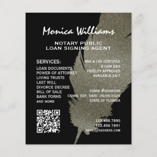 Gouden glitterveer Notaris Flyer