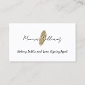 Gouden glitterveer pen notaris visitekaartje (Voorkant)