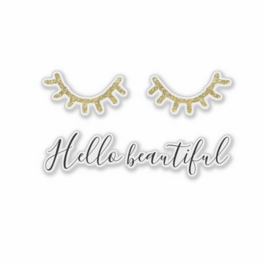 Gouden glitterwimpers sticker (Voorkant)