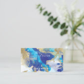 Gouden glittery abstracte elegante waterverf wash visitekaartje (Staand voorkant)