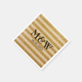 Gouden glittery gestreepte monogram bruiloft serve servet (Hoek)