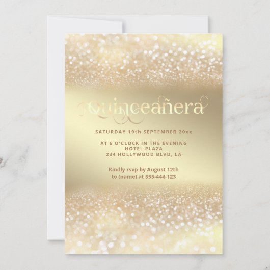 Gouden glittery sparkle jurk ombre Quinceañera Kaart (Achterkant)