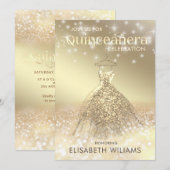 Gouden glittery sparkle jurk ombre Quinceañera Kaart (Voorkant / Achterkant)