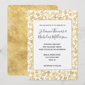 Gouden Glitz Abstracte Squiggles Bruiloft uitnodig Kaart (Voorkant / Achterkant)