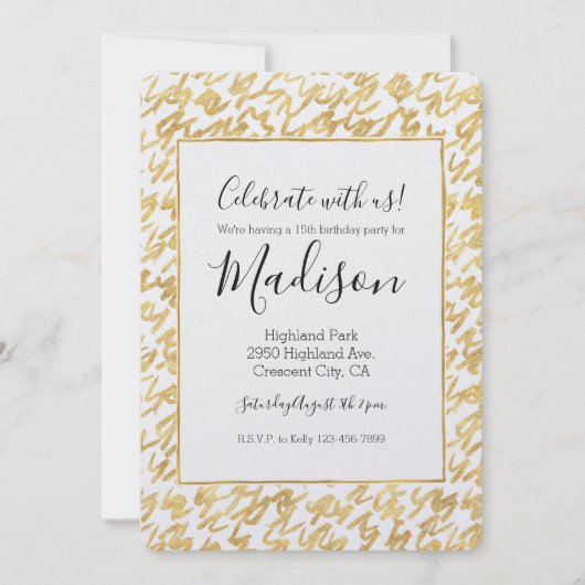 Gouden Glitz Abstracte Squiggles Kaart (Voorkant)