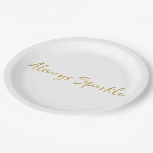 Gouden glitz altijd schitteren papieren bordje (Gekanteld)