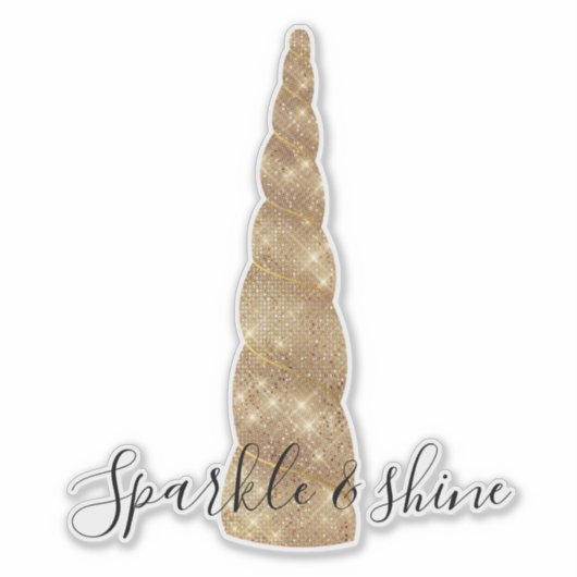 Gouden Glitz Eenhoorn Sparkle Sticker (Voorkant)