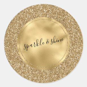 Gouden Glitz Glam Glitter Sparkle Gepersonaliseerd Ronde Sticker