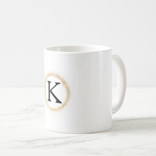 Gouden Glitz-monogram Koffiemok (Voorkant rechts)