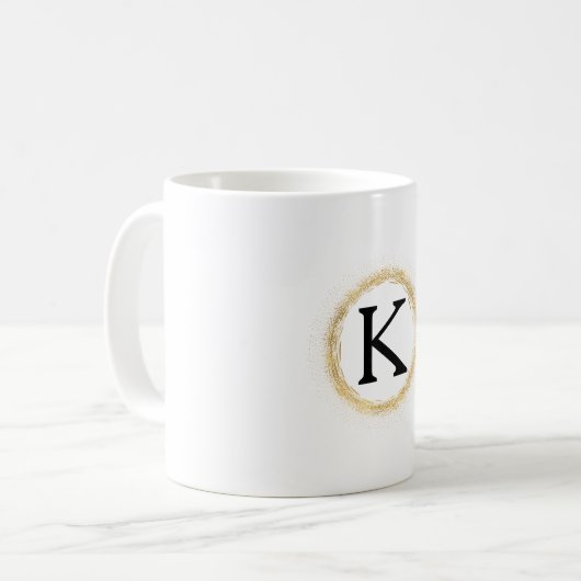 Gouden Glitz-monogram Koffiemok (Voorkant links)