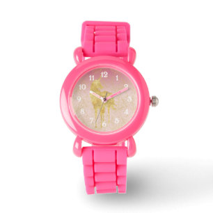 Gouden Glitz Roze Ombre Eenhoorn Horloge