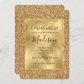 Gouden Glitz Stijlvolle Glam Glitter Kaart (Voorkant / Achterkant)