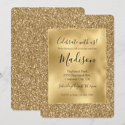 Gouden Glitz Stijlvolle Glam Glitter Kaart (Voorkant / Achterkant)