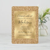 Gouden Glitz Stijlvolle Glam Glitter Kaart (Staand voorkant)
