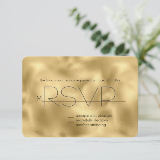 Gouden Glitz Zebra Print RSVP (Staand voorkant)