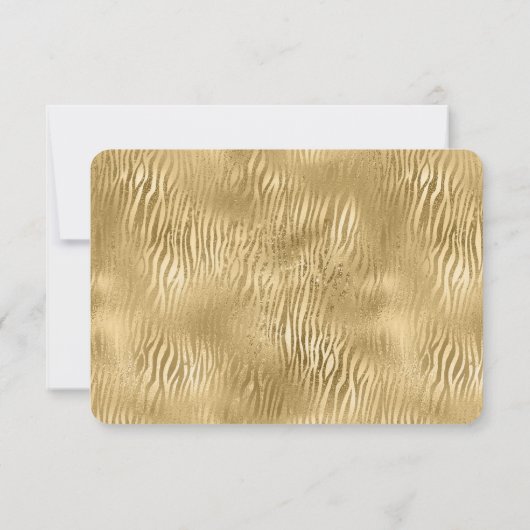 Gouden Glitz Zebra Print RSVP (Achterkant)