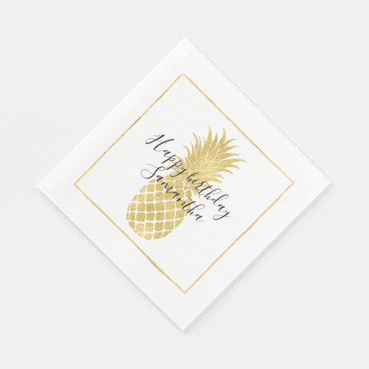 Gouden Glitzy Ananas Verjaardag Servetten (Hoek)