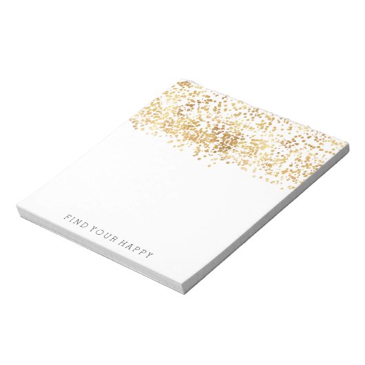 Gouden Glitzy Confetti Notitieblok (Linkerzijde)