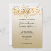 Gouden Glitzy Confetti Ombre Bruiloft Kaart (Voorkant)