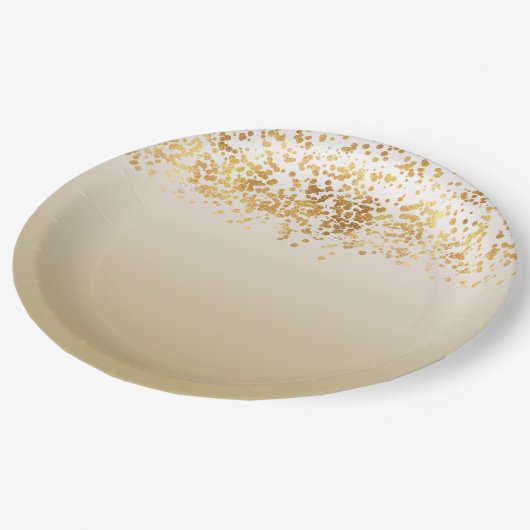 Gouden Glitzy Confetti Ombre Papieren Bordje (Gekanteld)