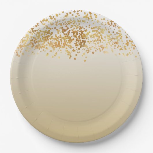 Gouden Glitzy Confetti Ombre Papieren Bordje (Voorkant)