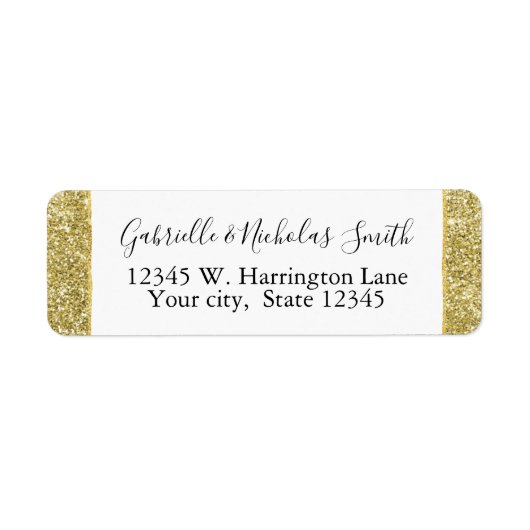 Gouden Glitzy Faux Glitter Etiket (Voorkant)