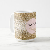 Gouden Glitzy Glam Sparkle Glitter Wimpers Koffiemok (Voorkant links)