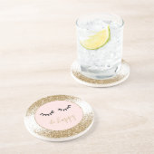 Gouden Glitzy Glam Sparkle Glitter Wimpers Zandsteen Onderzetter (Zijkant)