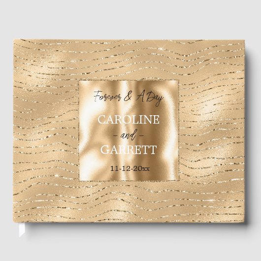 Gouden Glitzy Glam Stripes Gastenboek (Voorkant)