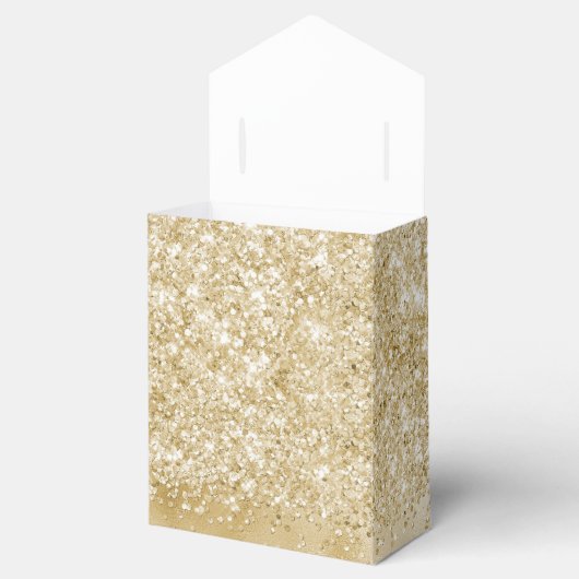 Gouden Glitzy Glitter Favor Box Bedankdoosjes (Geopend)