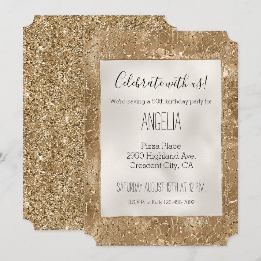 Gouden Glitzy Glitter Giraffe Print Kaart (Voorkant / Achterkant)