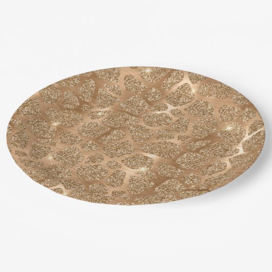 Gouden Glitzy Glitter Giraffe Print Papieren Bordje (Gekanteld)