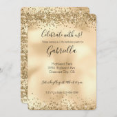 Gouden Glitzy Glitter Glans Confetti Uitnodiging (Voorkant / Achterkant)