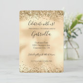 Gouden Glitzy Glitter Glans Confetti Uitnodiging (Staand voorkant)