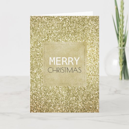 Gouden Glitzy Glitter Kerst Kaart (Voorkant)