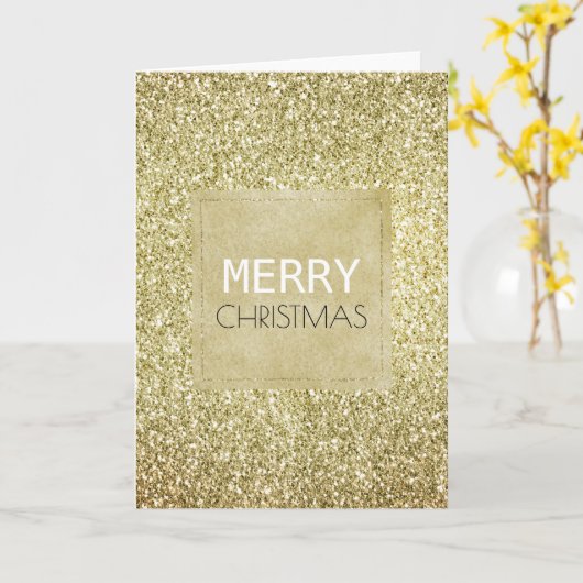  Gouden Glitzy Glitter Kerst Kaart (Gele Bloem)