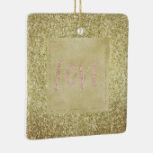Gouden Glitzy Glitter Kerst Roze Liefde Keramisch Ornament (Rechts)