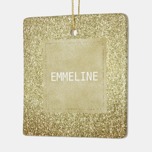  Gouden Glitzy Glitter Kerstnaam Keramisch Ornament (Links)