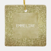  Gouden Glitzy Glitter Kerstnaam Keramisch Ornament (Voorkant)