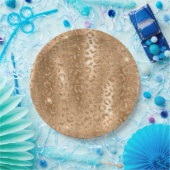 Gouden Glitzy Glitter Luipaard Print Papieren Bordje (Feest)